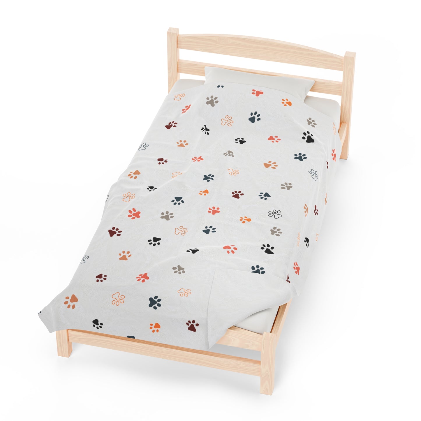 Dog Paw Print Velveteen Plush Blanket