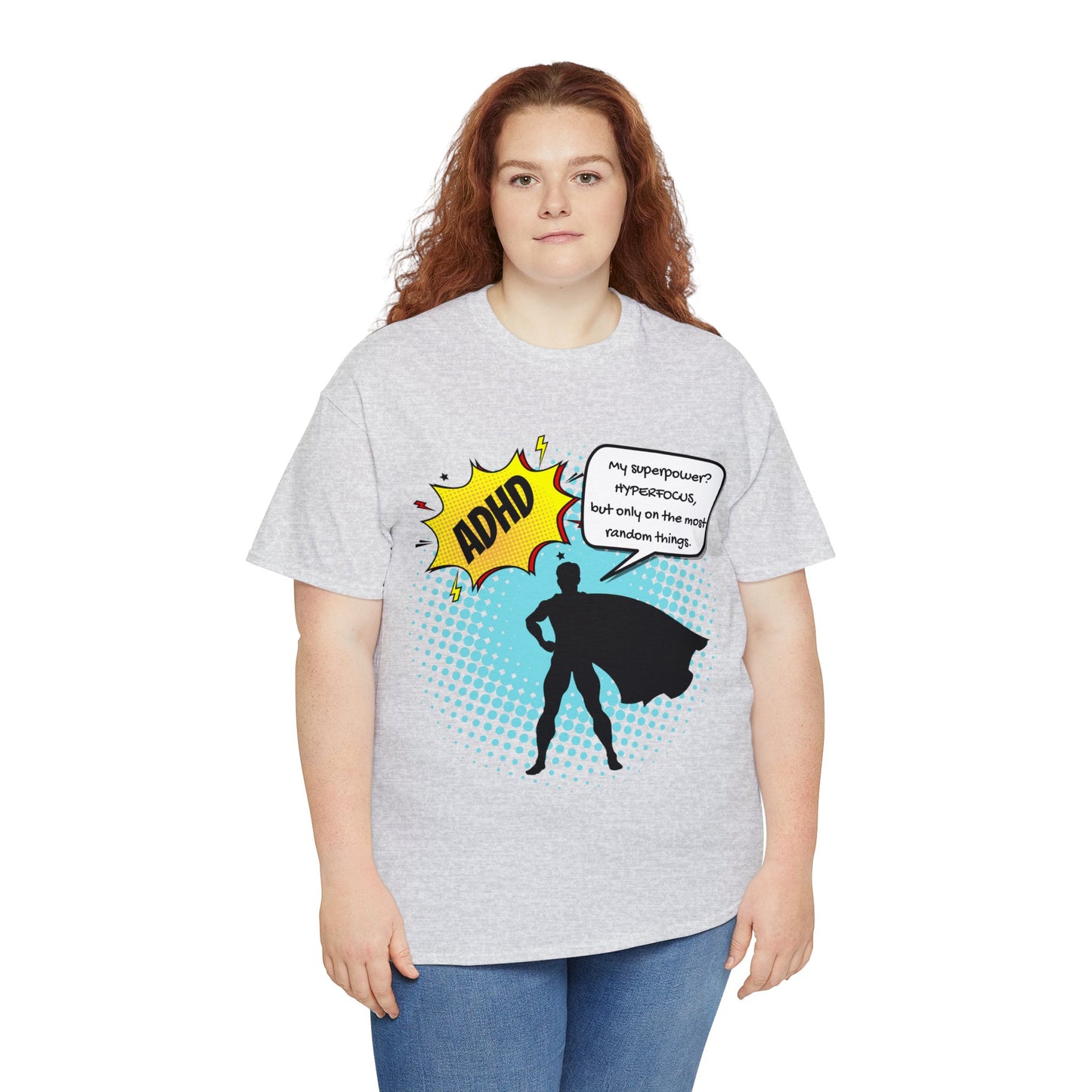 ADHD Superpower Unisex Tee - Embrace Hyperfocus with Humor! (Male Superhero)