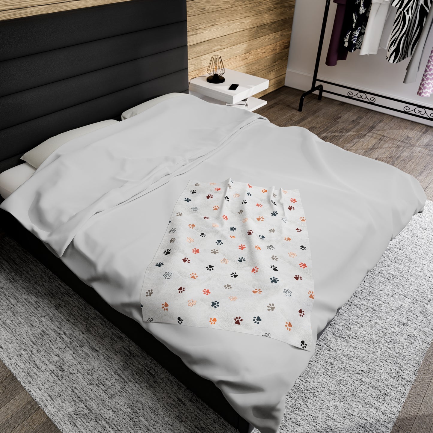 Dog Paw Print Velveteen Plush Blanket