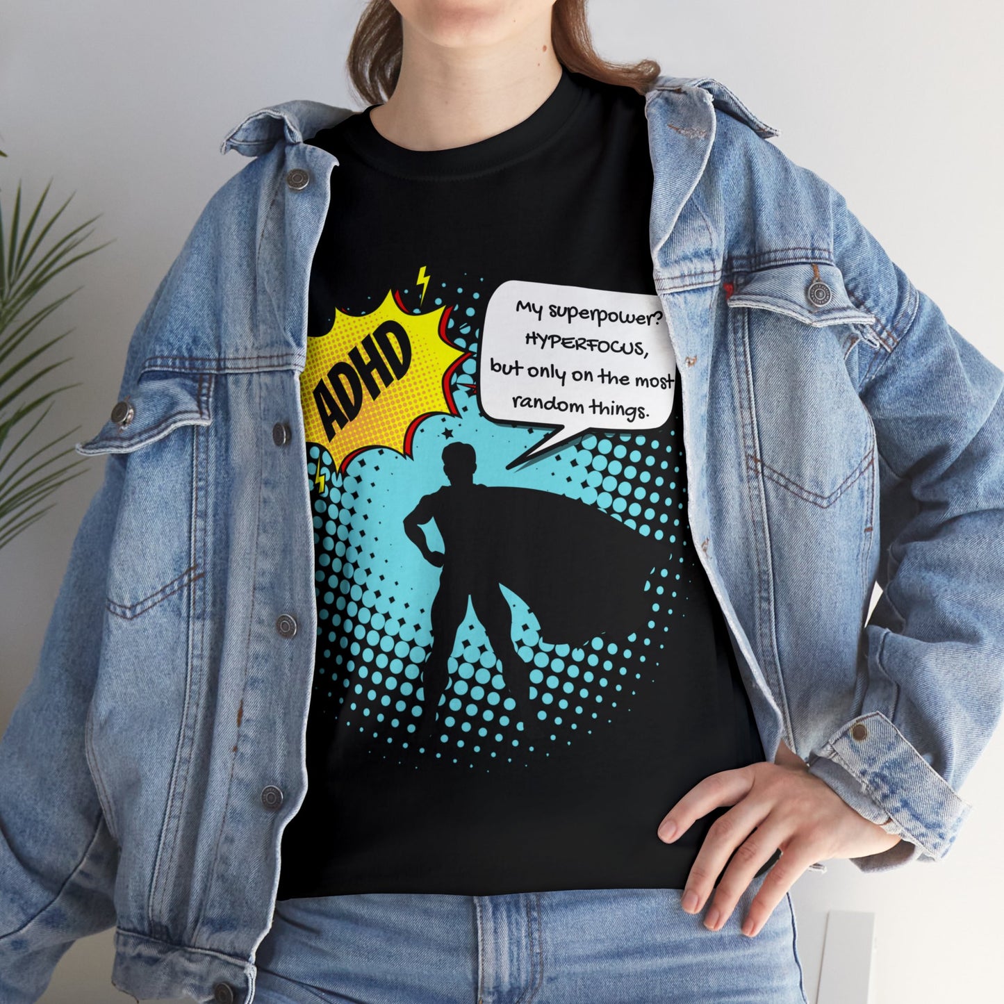 ADHD Superpower Unisex Tee - Embrace Hyperfocus with Humor! (Male Superhero)