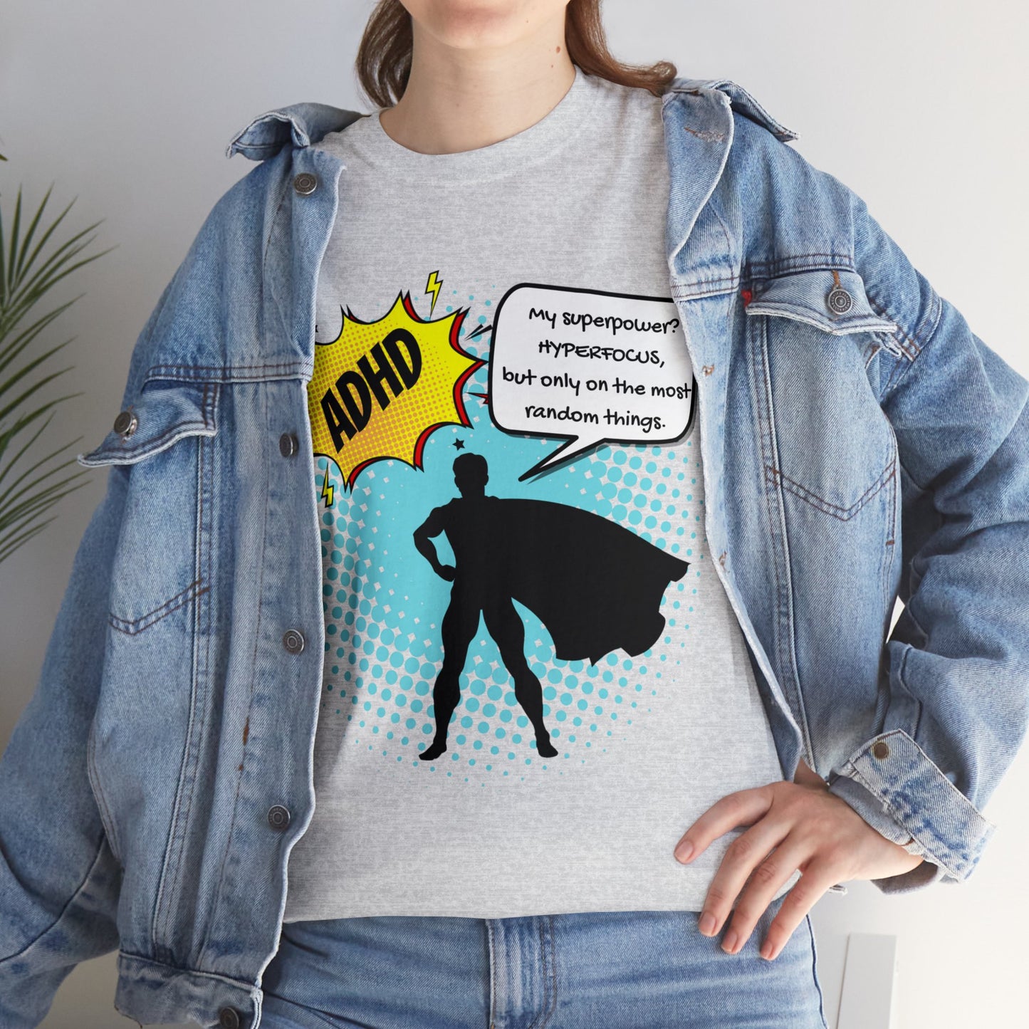 ADHD Superpower Unisex Tee - Embrace Hyperfocus with Humor! (Male Superhero)
