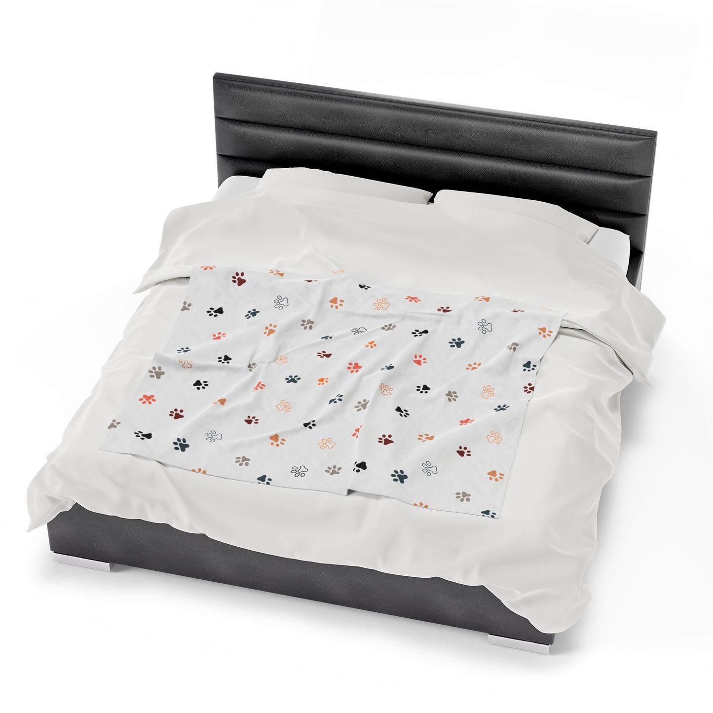 Dog Paw Print Velveteen Plush Blanket