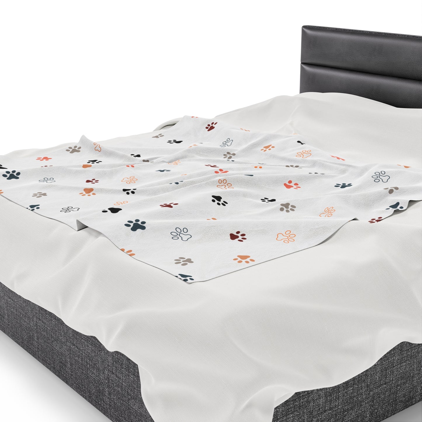 Dog Paw Print Velveteen Plush Blanket