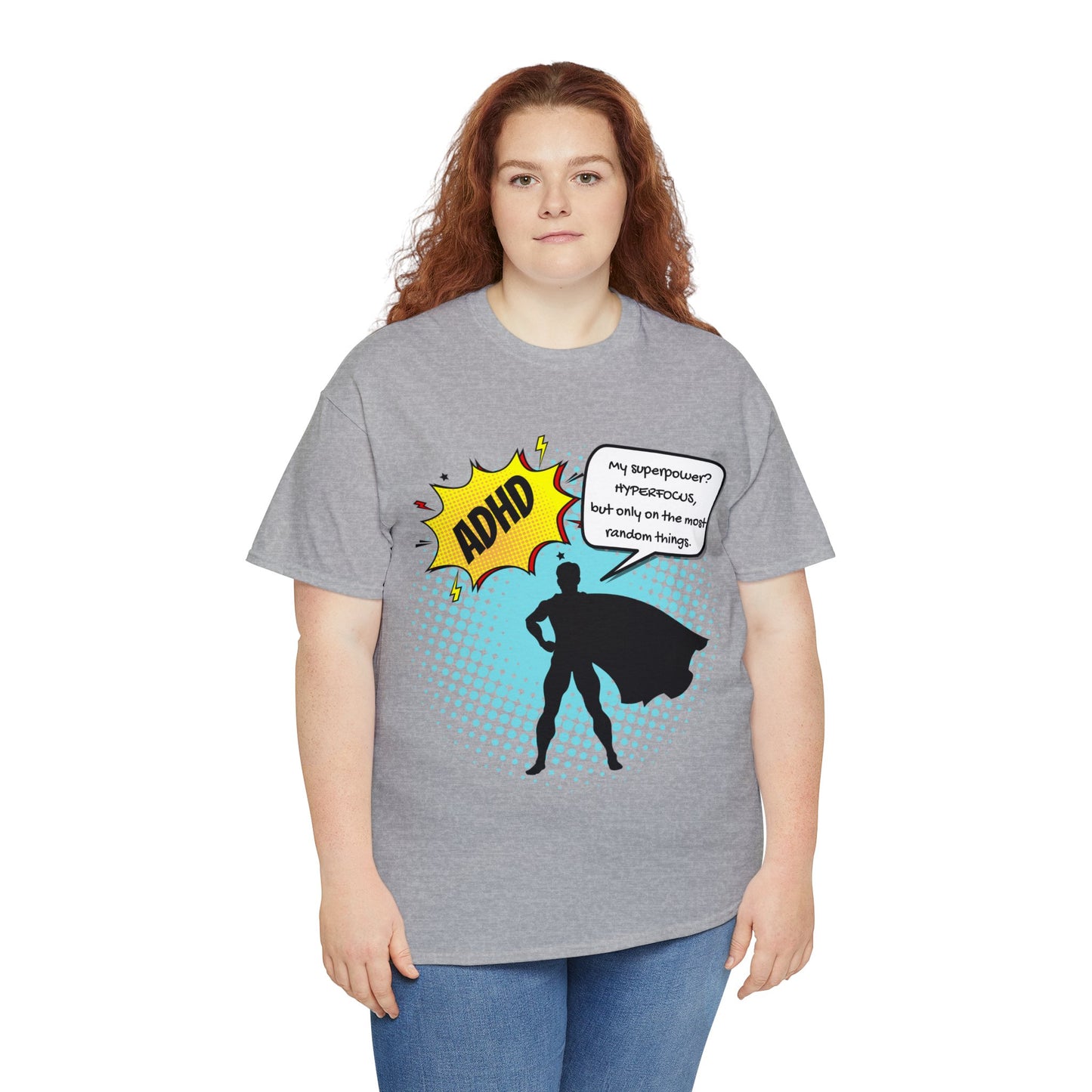 ADHD Superpower Unisex Tee - Embrace Hyperfocus with Humor! (Male Superhero)