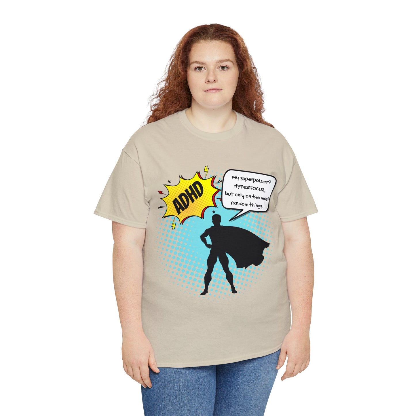 ADHD Superpower Unisex Tee - Embrace Hyperfocus with Humor! (Male Superhero)