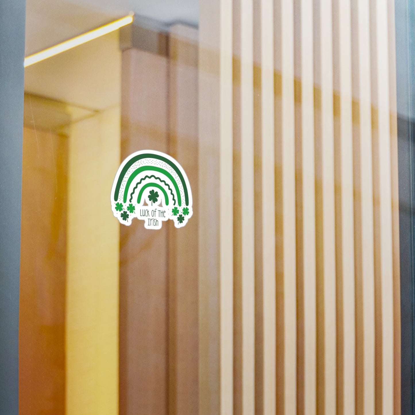 Embrace the Charm: 'Luck of the Irish' Sticker with Green Rainbow and 4 Leaf Clovers - Durable, Water-Resistant, and Removable!