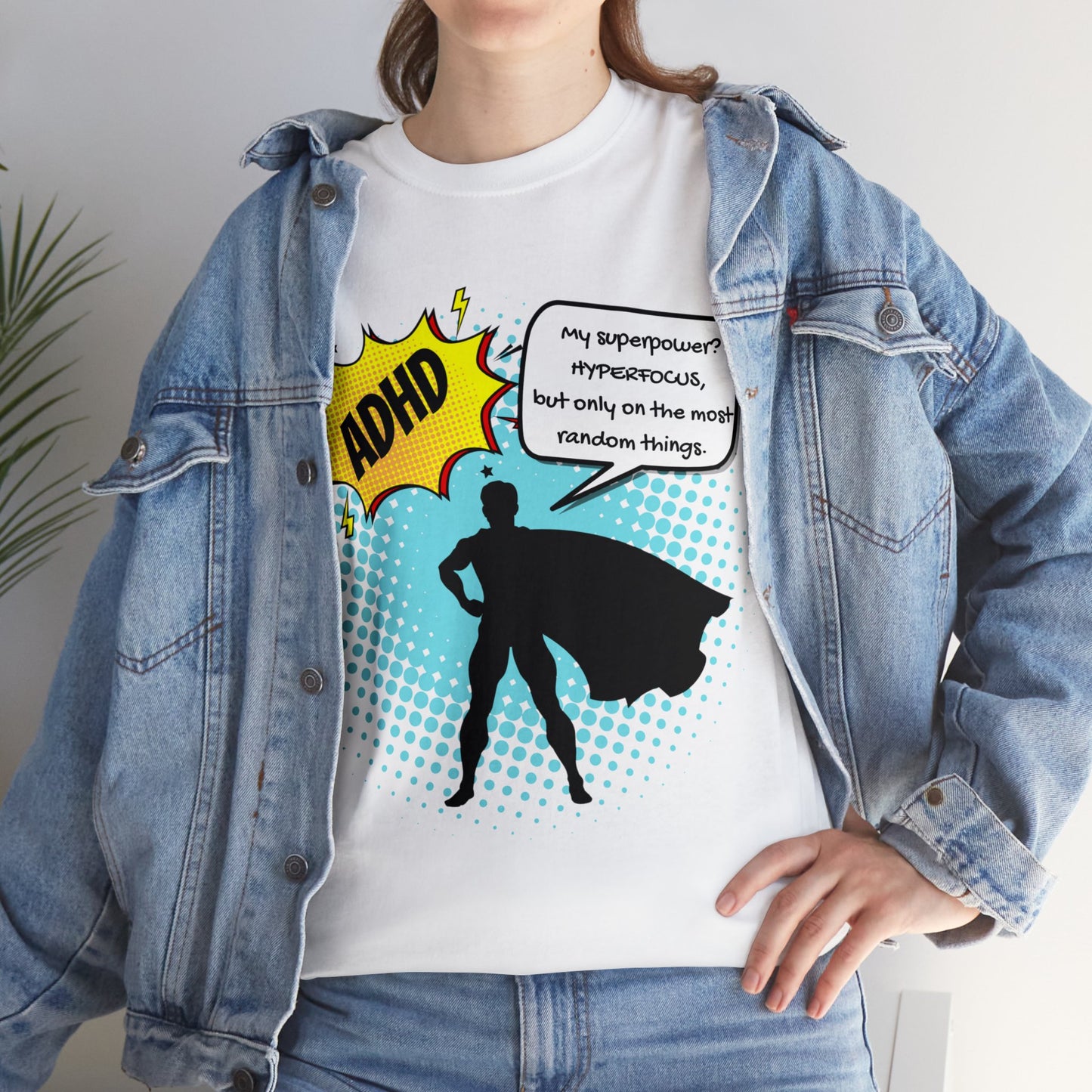 ADHD Superpower Unisex Tee - Embrace Hyperfocus with Humor! (Male Superhero)