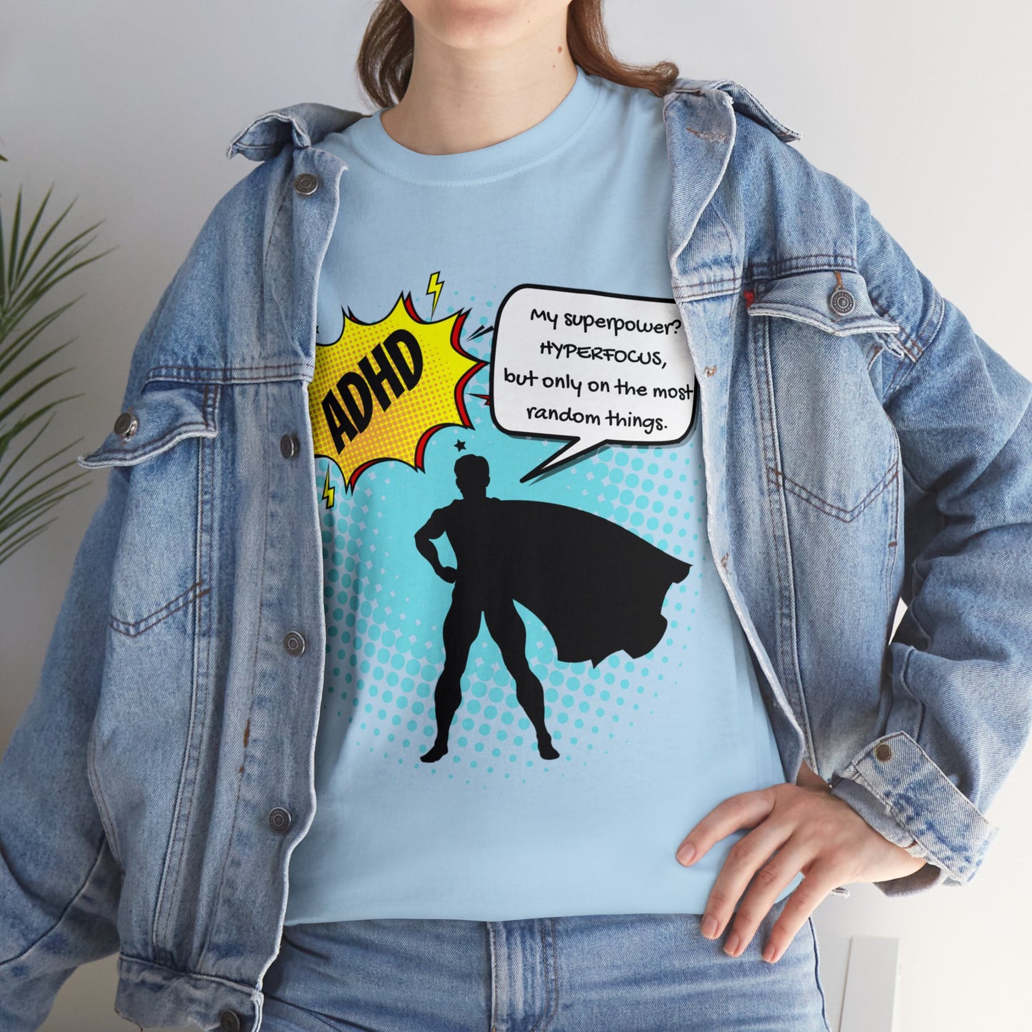 ADHD Superpower Unisex Tee - Embrace Hyperfocus with Humor! (Male Superhero)