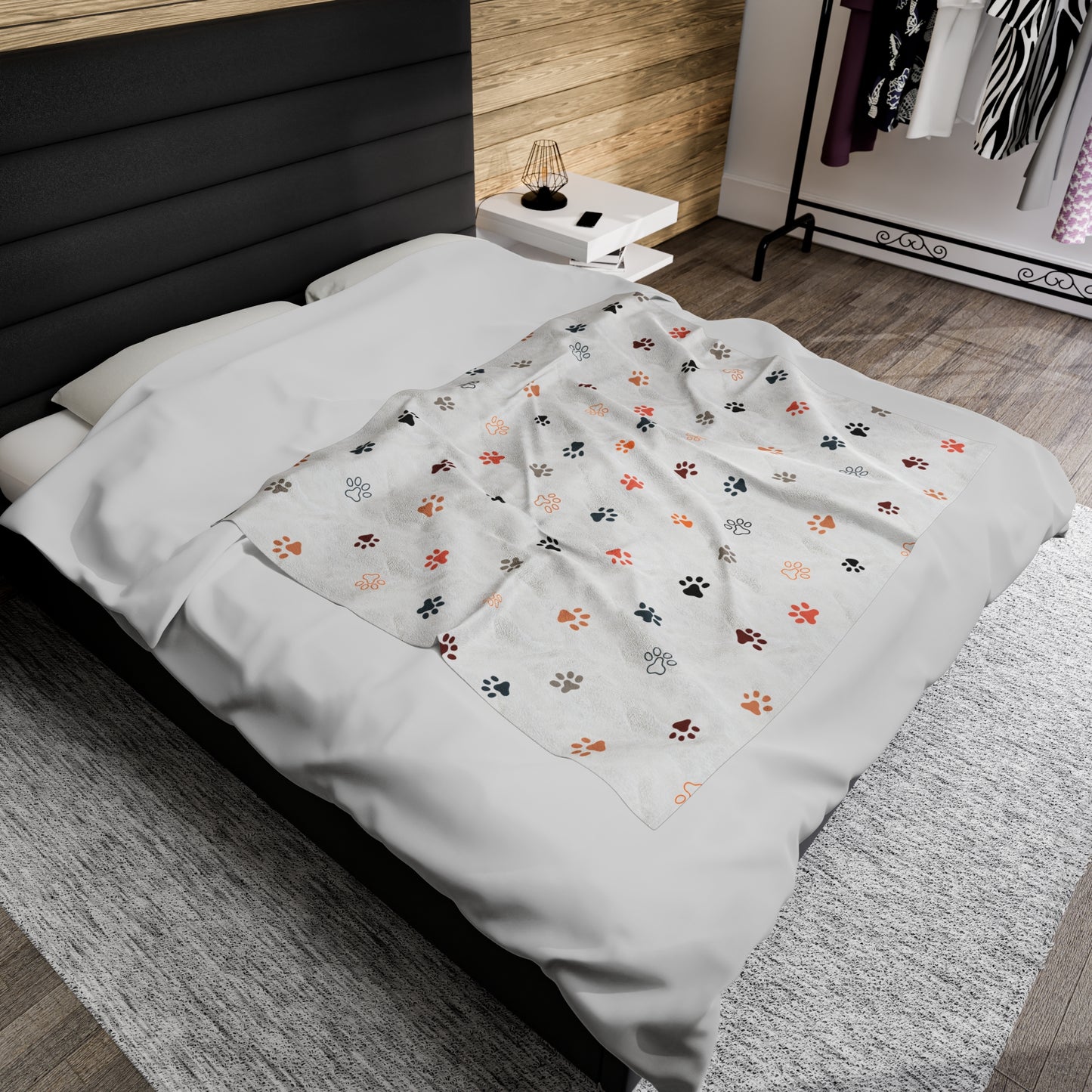 Dog Paw Print Velveteen Plush Blanket