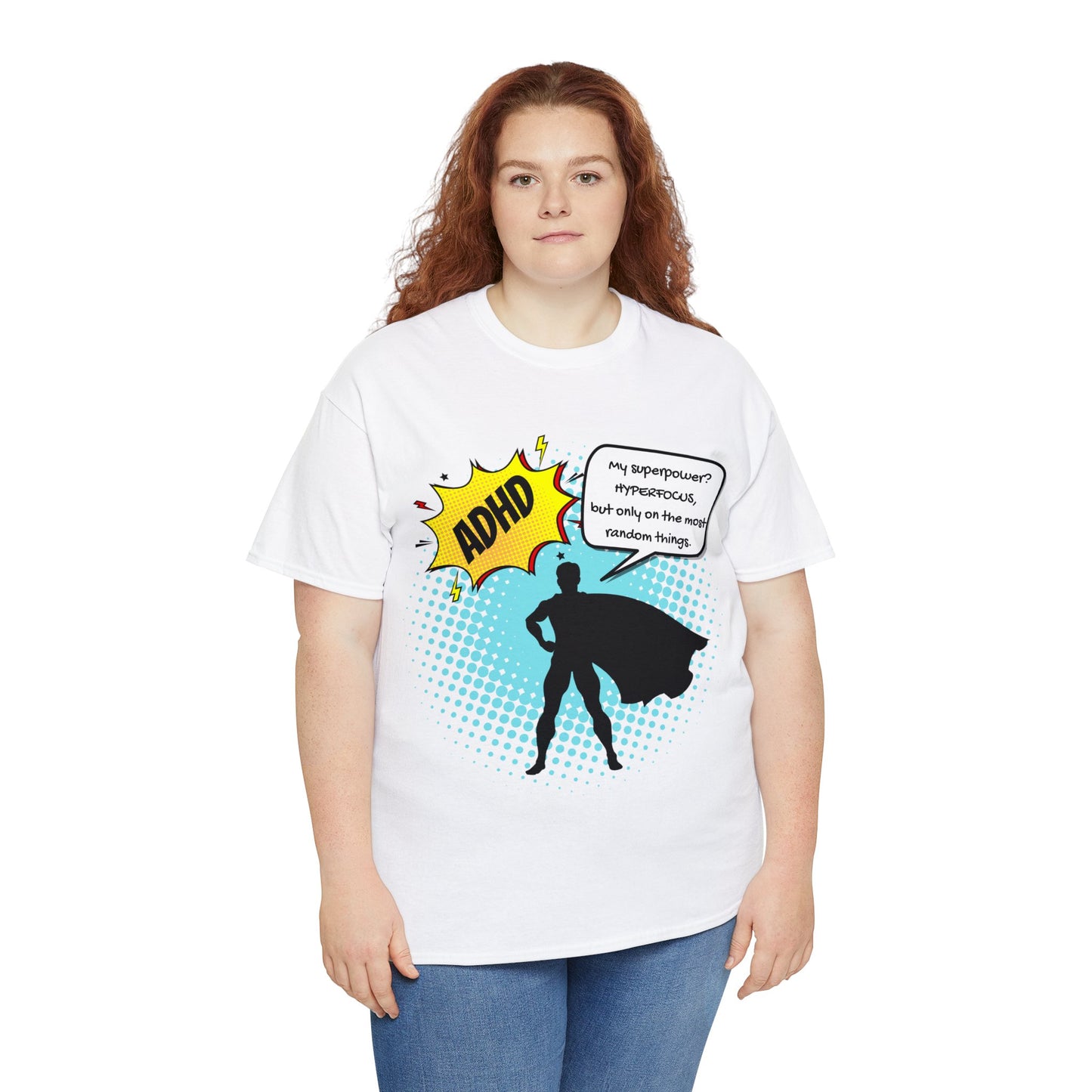 ADHD Superpower Unisex Tee - Embrace Hyperfocus with Humor! (Male Superhero)