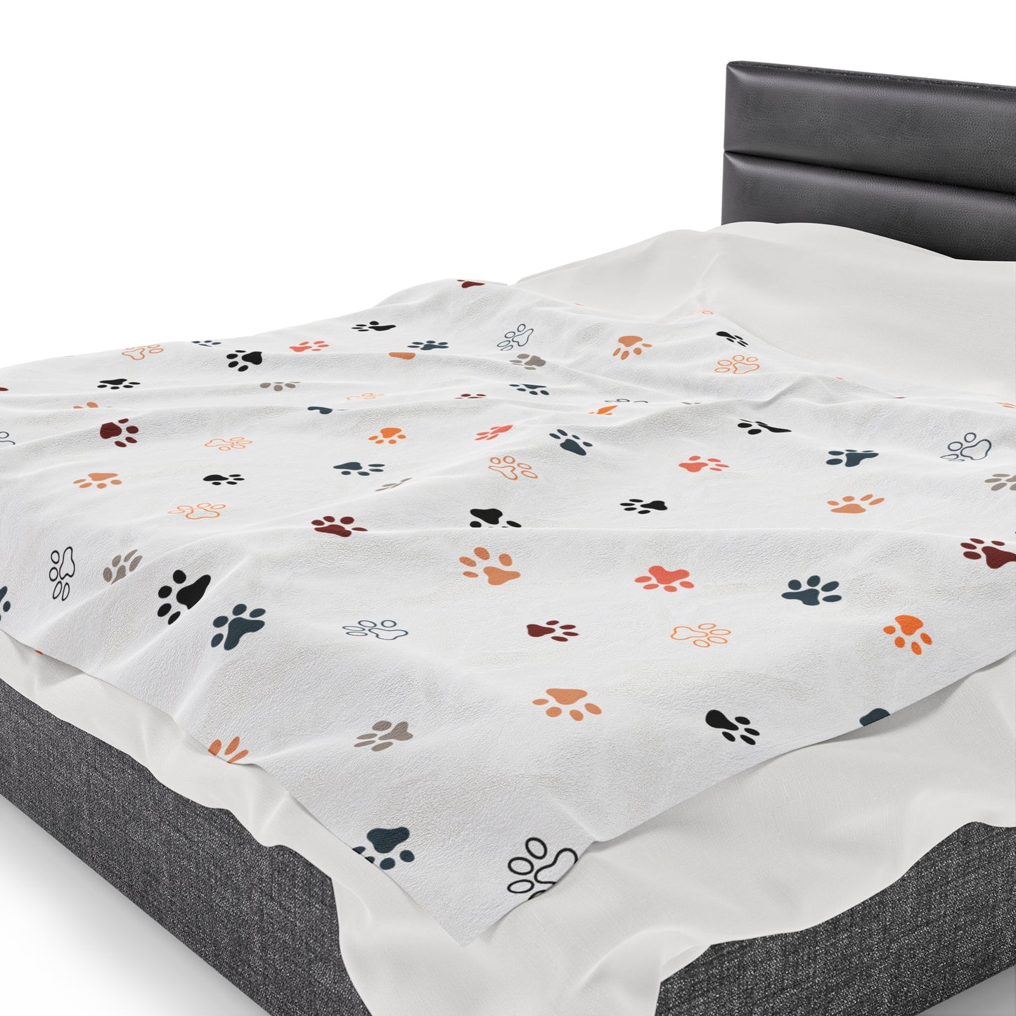 Dog Paw Print Velveteen Plush Blanket