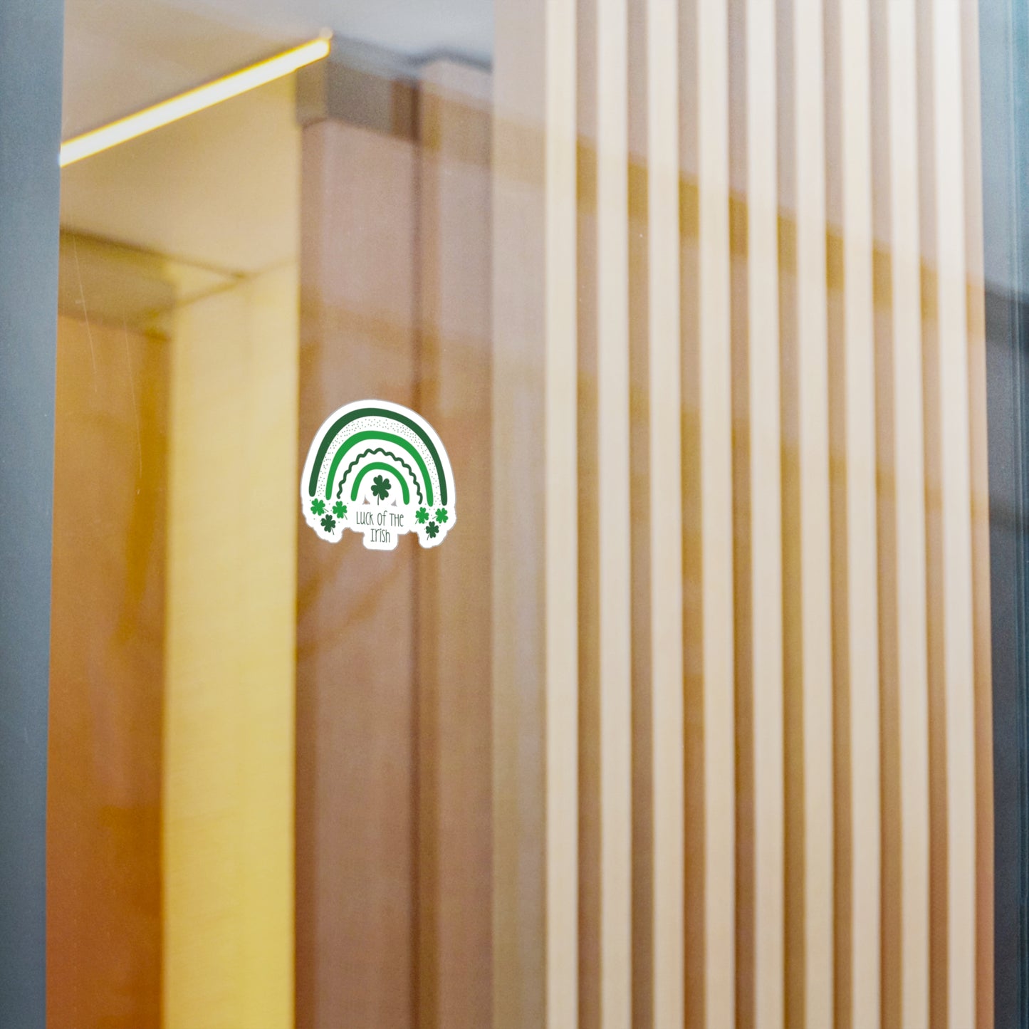 Embrace the Charm: 'Luck of the Irish' Sticker with Green Rainbow and 4 Leaf Clovers - Durable, Water-Resistant, and Removable!
