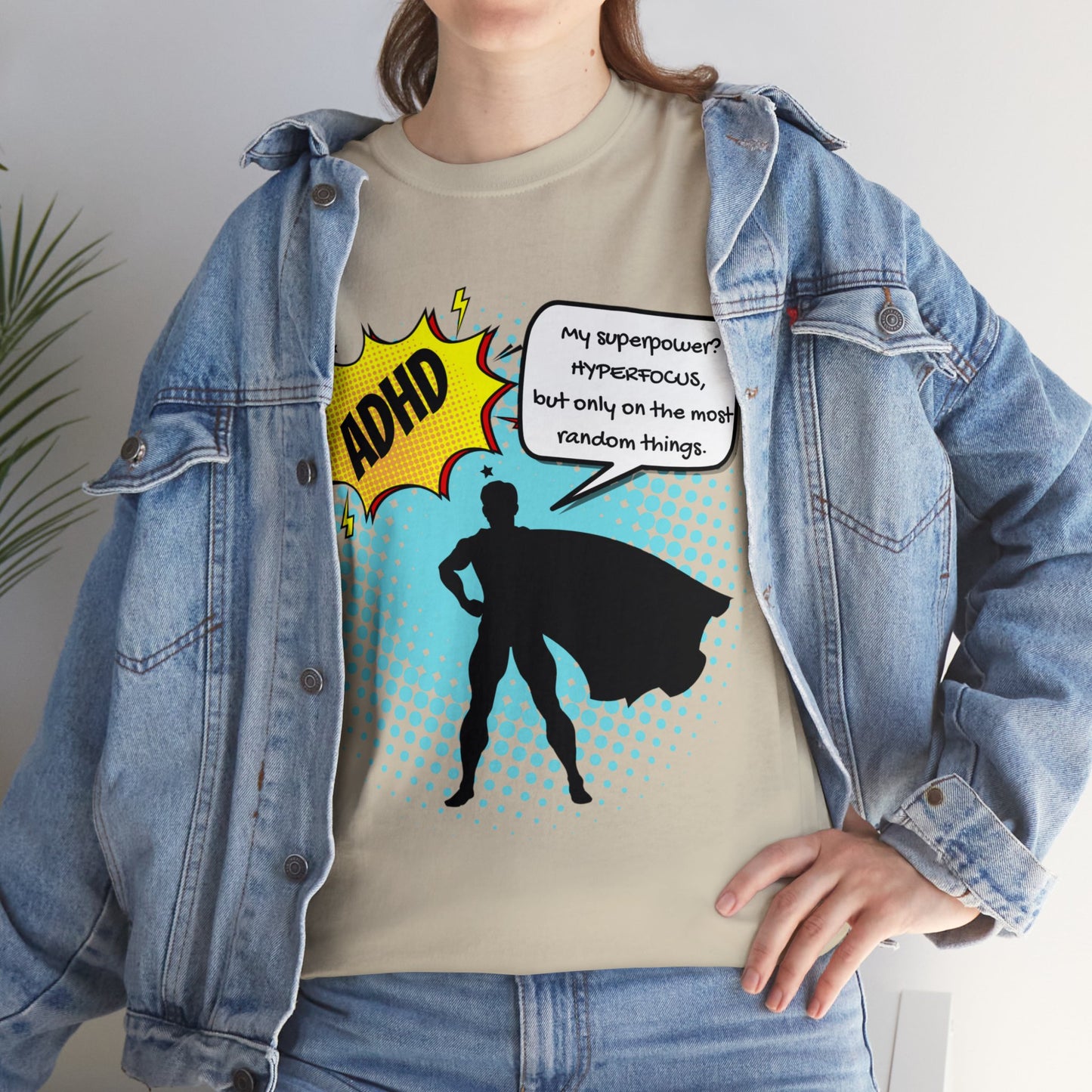 ADHD Superpower Unisex Tee - Embrace Hyperfocus with Humor! (Male Superhero)