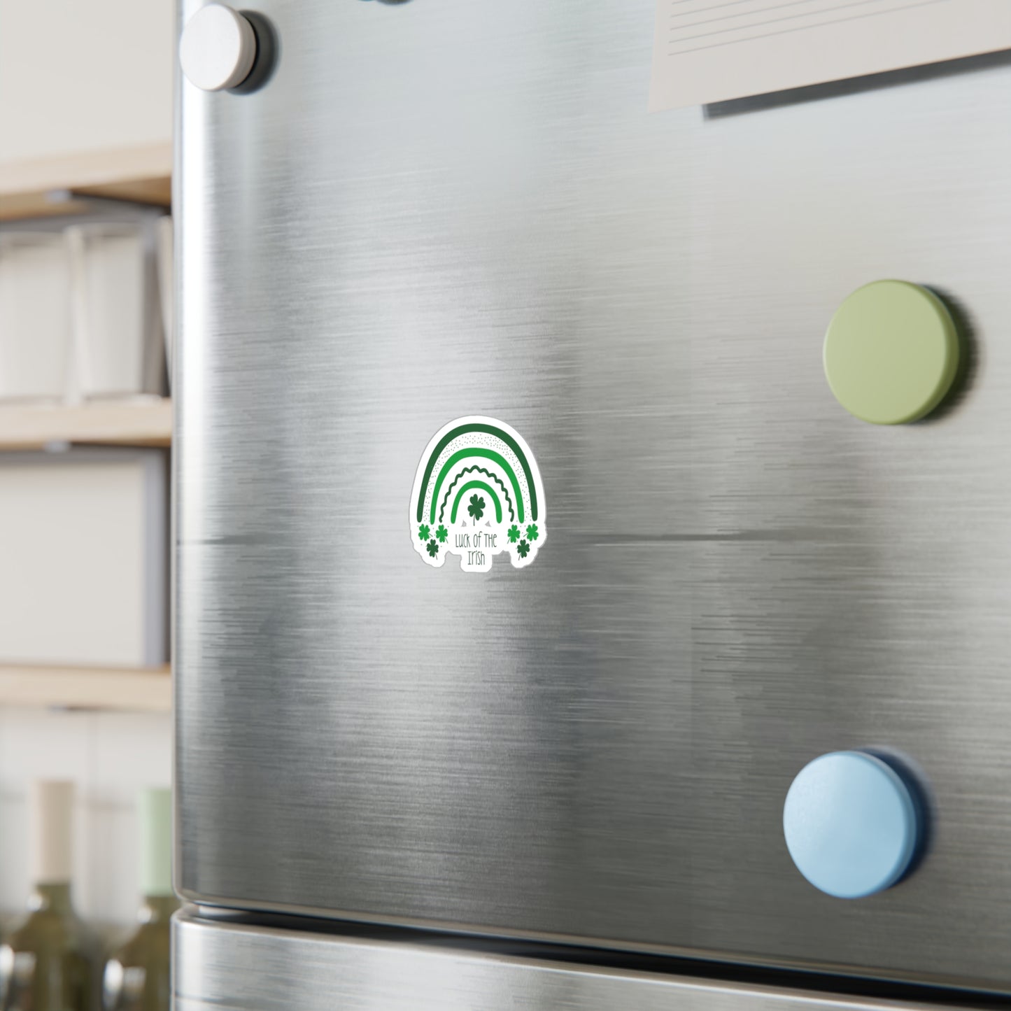 Embrace the Charm: 'Luck of the Irish' Sticker with Green Rainbow and 4 Leaf Clovers - Durable, Water-Resistant, and Removable!