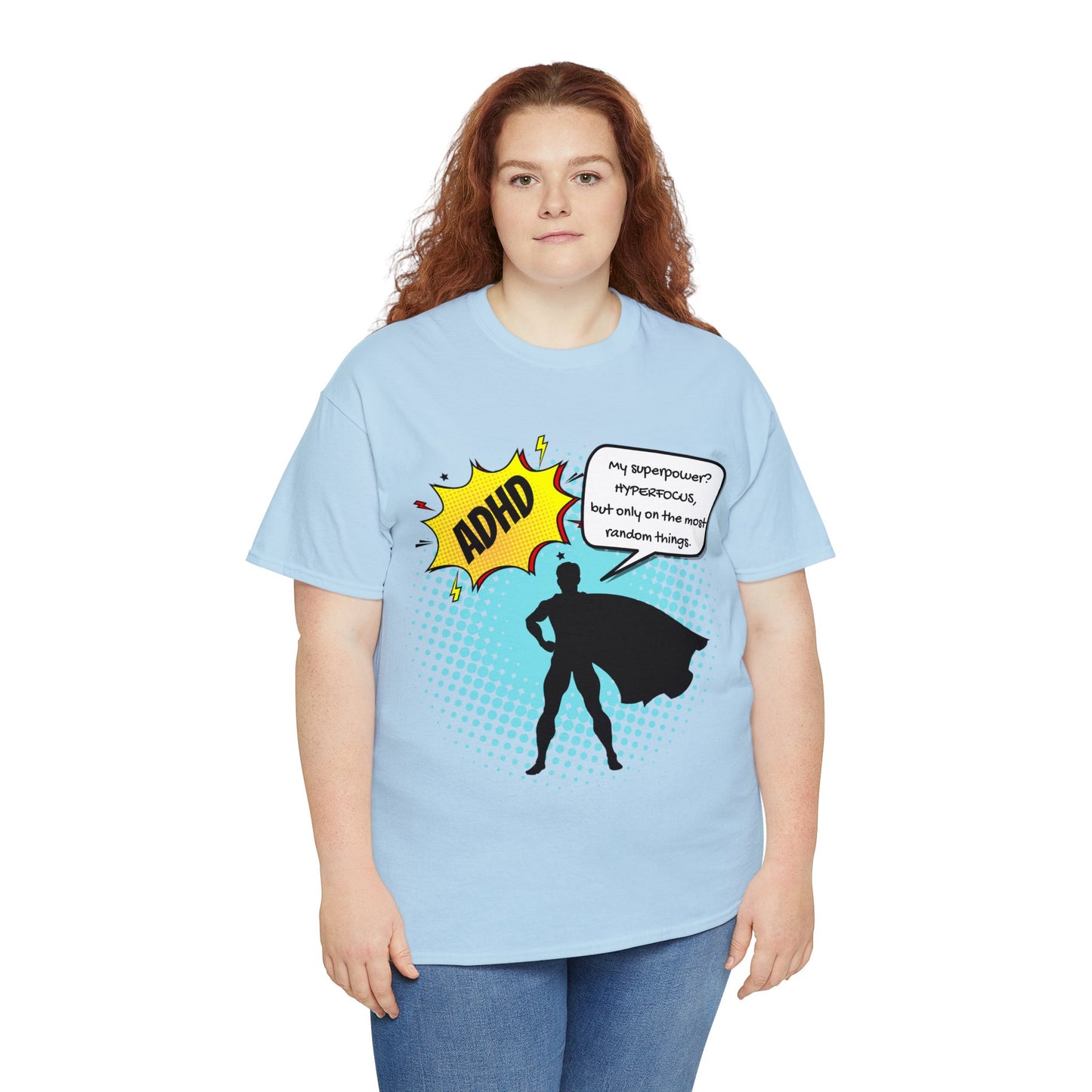 ADHD Superpower Unisex Tee - Embrace Hyperfocus with Humor! (Male Superhero)