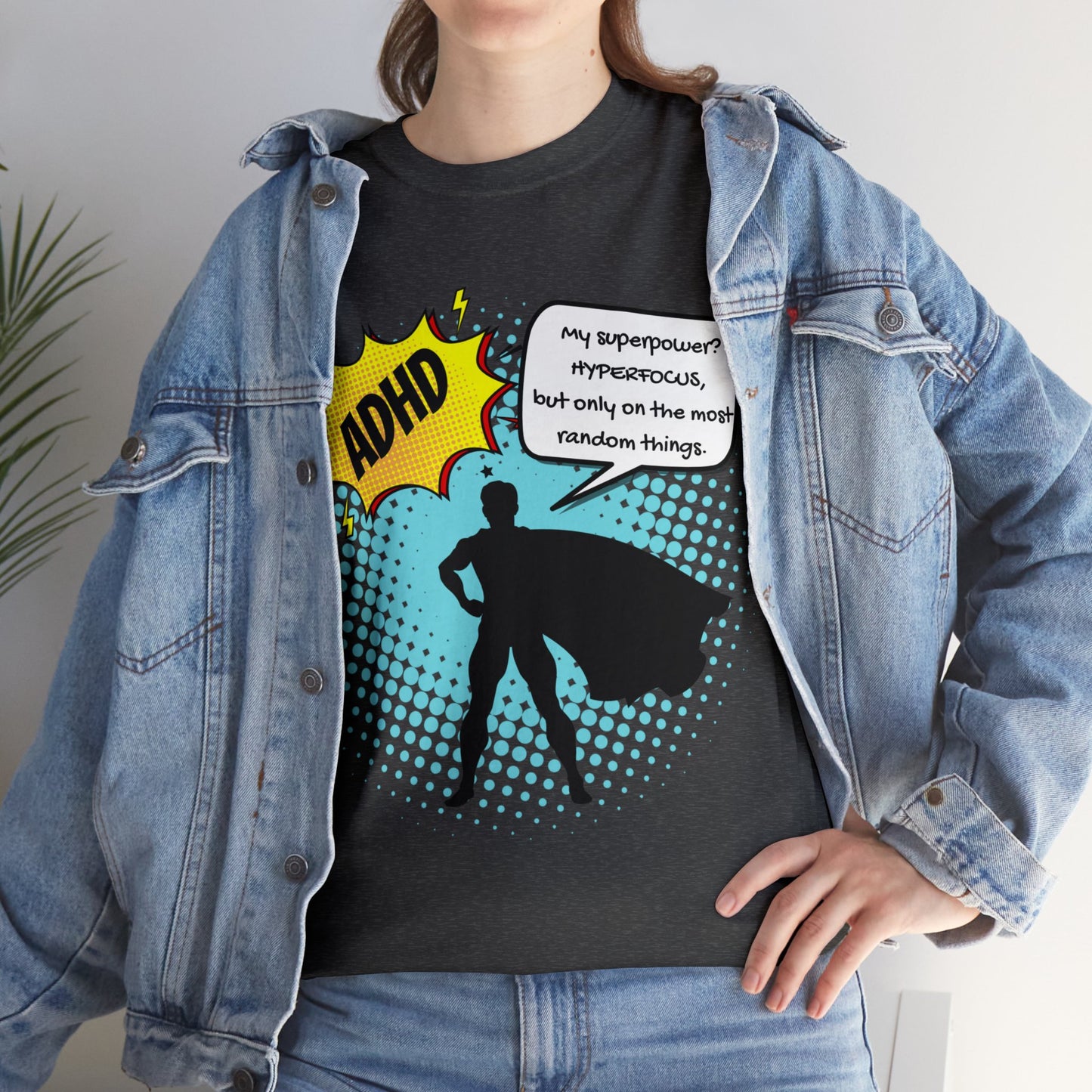 ADHD Superpower Unisex Tee - Embrace Hyperfocus with Humor! (Male Superhero)