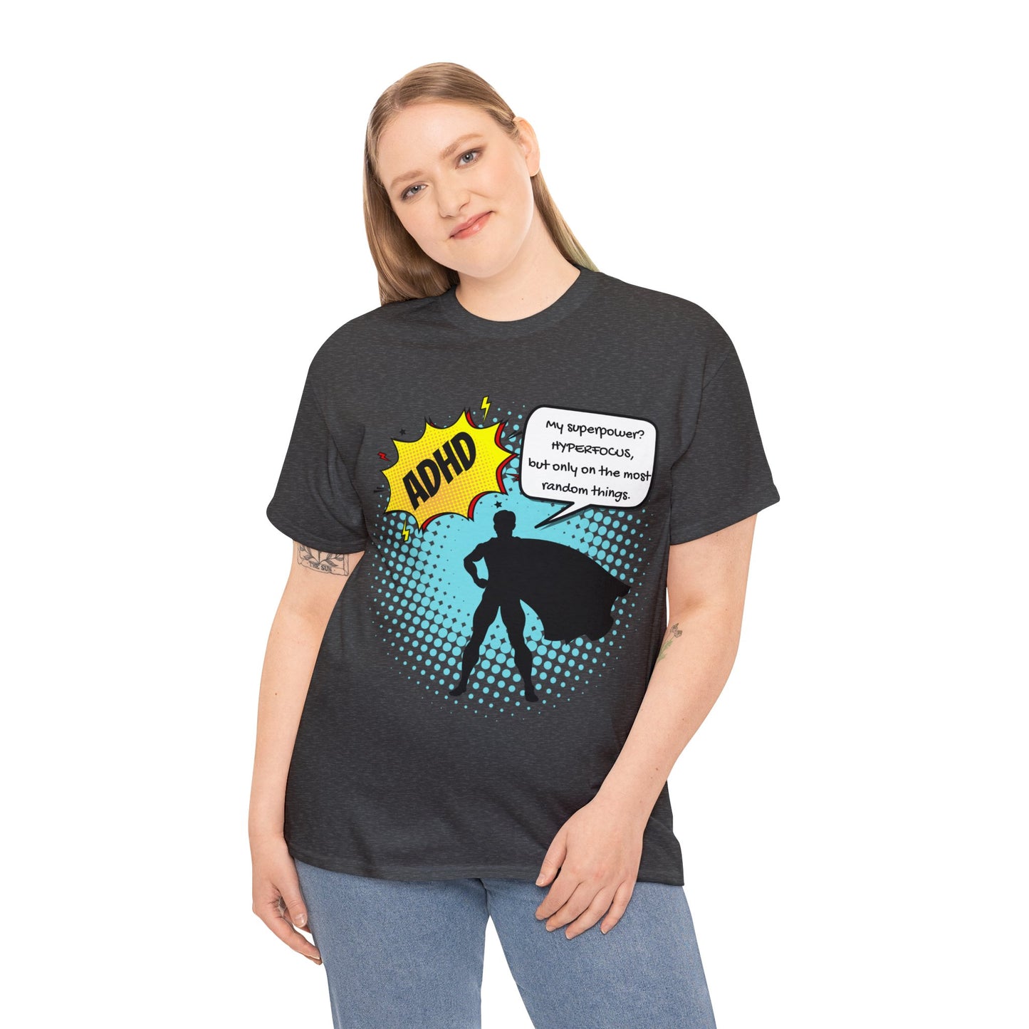 ADHD Superpower Unisex Tee - Embrace Hyperfocus with Humor! (Male Superhero)